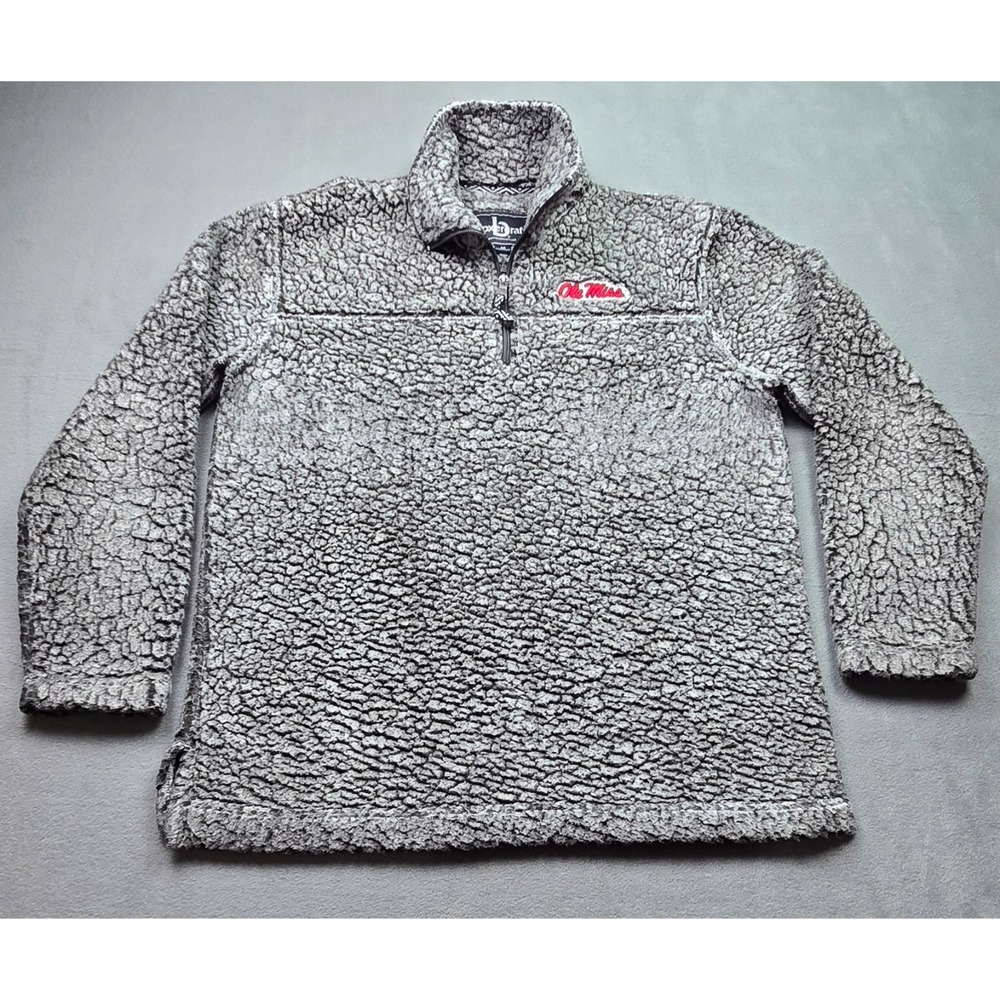 Ole Miss 1/4 Zip Textured Fleece Gray Womens Pullover Boxercraft